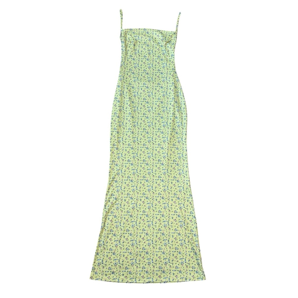 Macy's Yellow Floral Backless Fishtail Slip Dress